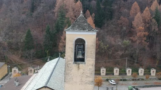 Landscape of Lake Como and Valle Intelvi from the bell tower of the church of Santa Maria Assunta in Schignano