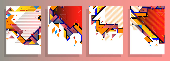 Fototapeta premium Template brochures, flyers, business presentations. Modern flat line style, layout in A4 size. Trendy abstract background. Geometric science or technology pattern. Graphic design