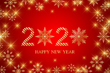 Text design 2020. Christmas and Happy New Years background with snowflakes. Vector illustration.