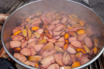 mulled wine winter drink of wine and fruit