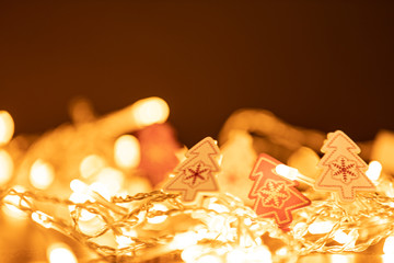 christmas garland ligths shinning background