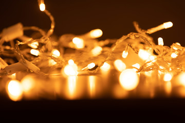 christmas garland ligths shinning background