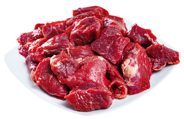 Raw beef for stew