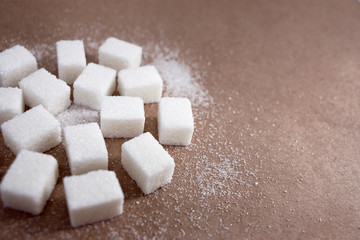 Sugar cubes, brown background, craft, sweet, dessert