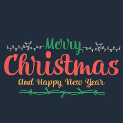 Obraz premium Merry Christmas and Happy New Year Lettering design card vector text Calligraphic. Creative typography for Holiday Greeting Gift Poster. Font style Banner