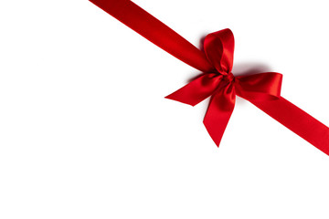 Red ribbon bow isolated on white