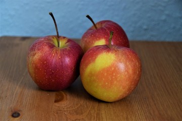 Three ripe and sweet apples detail