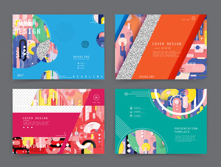 Naklejka premium Artistic covers design. Creative colors backgrounds. Trendy futuristic design