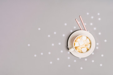 Winter and chrimstas holiday background. Xmas background top view.