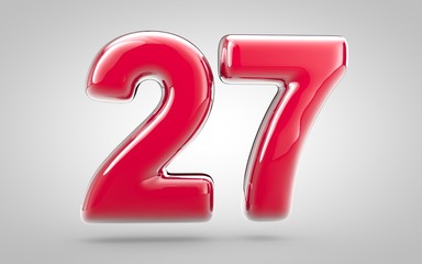 Pink nail polish 3d number 27 on white background
