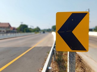 Warning sign, be careful of curved roadways