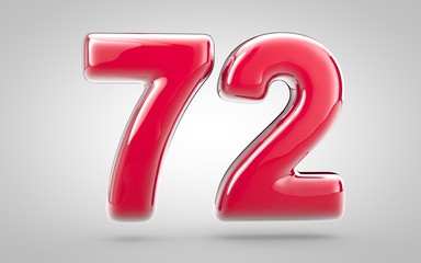 Pink nail polish 3d number 72 on white background