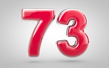 Pink nail polish 3d number 73 on white background