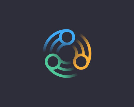 Abstract vortex spin logo icon design abstract modern minimal gradient line art illustration. Sun flower swirl colorful vector emblem sign symbol mark logotype for dark background