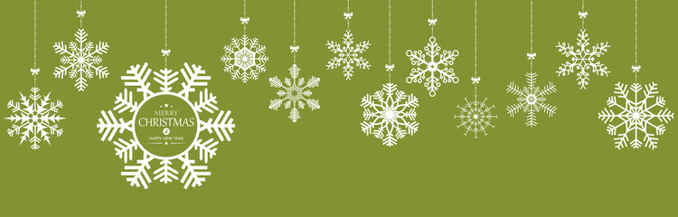 Fototapeta na wymiar hanging snow stars banner for christmas greetings time