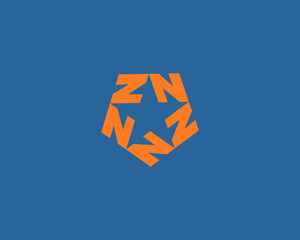 Vector graphic logo with stylized star with letter N z