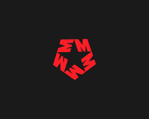 Obraz premium Vector graphic logo with stylized star with letter W M.