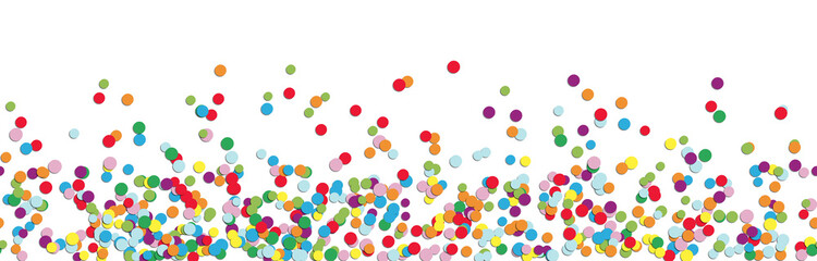 colored confetti on lower border with free space for text - obrazy, fototapety, plakaty