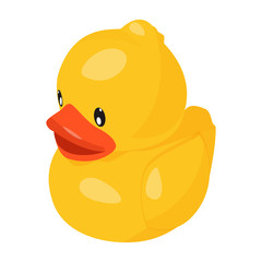 Vector illustration. Yellow rubber duck for bath.