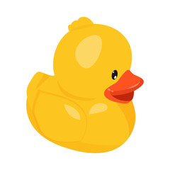 Vector illustration. Yellow rubber duck for bath.