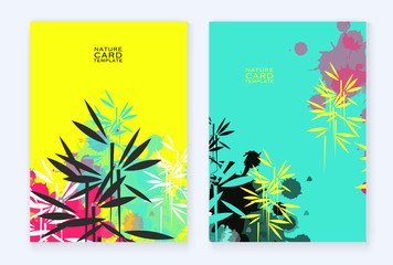 Fototapeta na wymiar bamboo forest nature card template pop colors