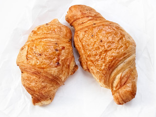 Two mini croissants, above view
