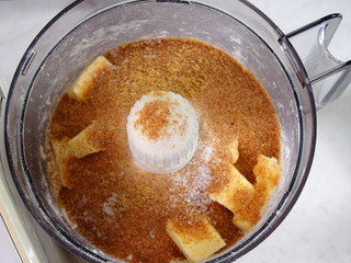 Diced Butter, Brown Sugar and Flour before Mixing. Making Treacle Pie Series.