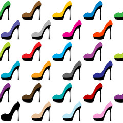 Colorful shoes with high heels seamless background