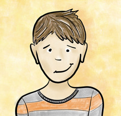 Junge schüchtern Portrait Kinderbuch Illustration