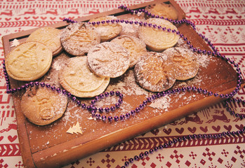 Fototapeta na wymiar Christmas shortbread cookies with christmas decoration. 