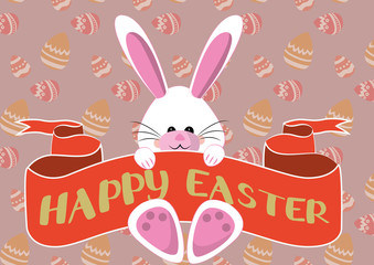 easter card with bunny and eggs
