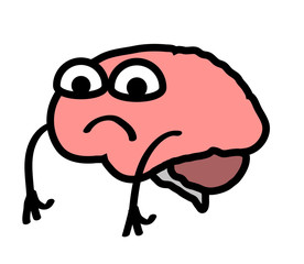Dissatisfied brain on a white background. Cartoon. Vector illustration. 