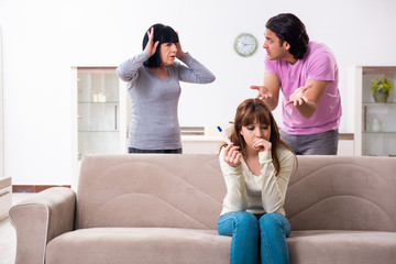 Naklejka premium Young family and mother-in-law in family issues concept