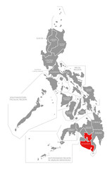 Soccsksargen red highlighted in map of Philippines