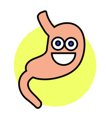 Happy stomach on a white background.Vector illustration. 