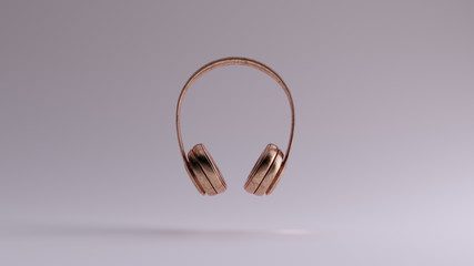 Simple Bronze Luxury Headphones Earphones 3d illustration 3d rendaer	