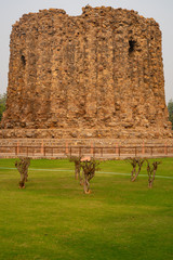 Alai Minar is an unfinished, incompleted monument within the Qutb Minar complex in New Delhi - portrait view