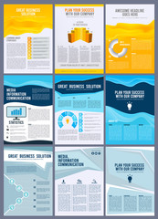 Naklejka premium Business brochure. Flyers annual report magazine pages booklet layout vector design template. Booklet and magazine, corporate cover page, brochure presentation illustration