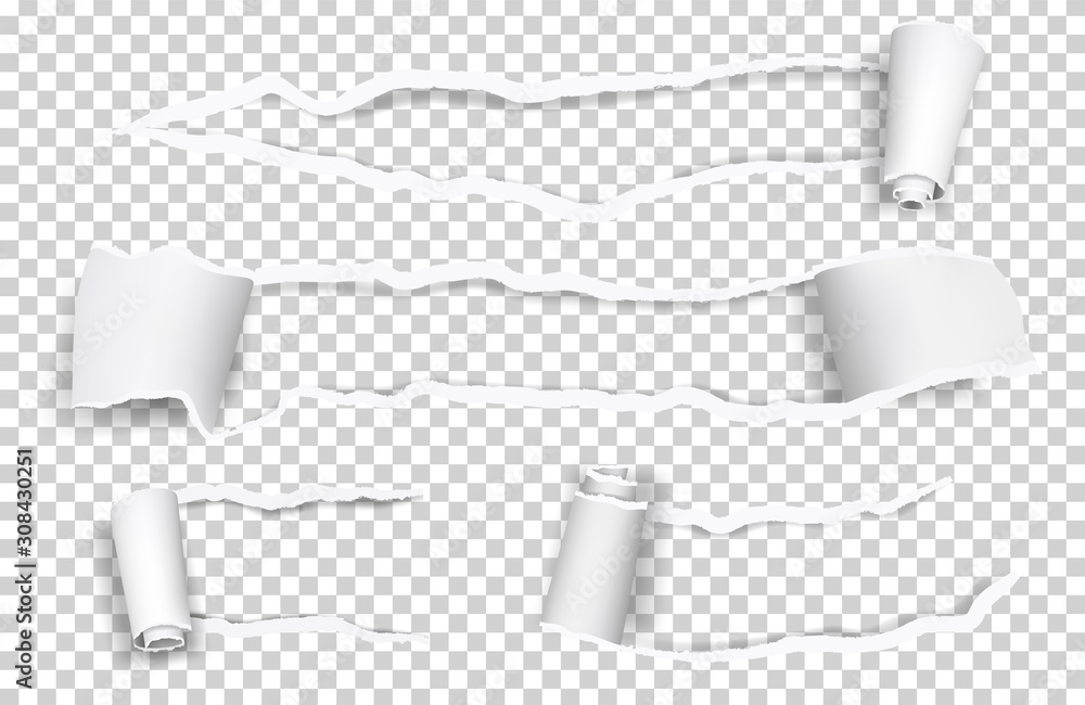Poster torn paper. ripped sheets, curl vector paper elements isolated on transparent background. illustrati