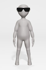 3D Render of Cartoon Character with Glasses