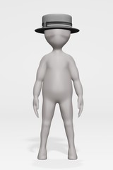 3D Render of Cartoon Character with Hat