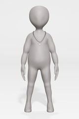 3D Render of Cartoon Character with Necklace