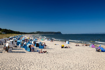 Fototapeta na wymiar Beach in the seaside Göhren, Ruegen Island, Mecklenburg-Vorpommern, Germany, Europe