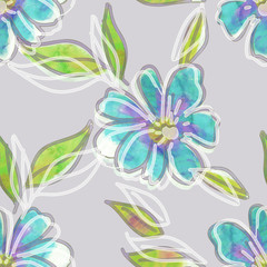 Stylized Flowers Seamless Pattern. 