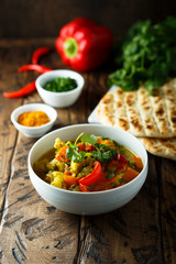 Homemade vegetable curry in a white bowl