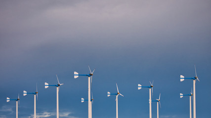 wind turbines in blue sky