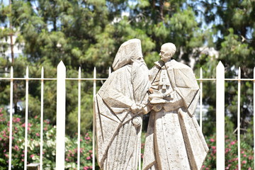 Statue outside Basilica of the Annunciation Church in Nazareth