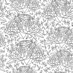 black white flower seamless pattern for fabric design