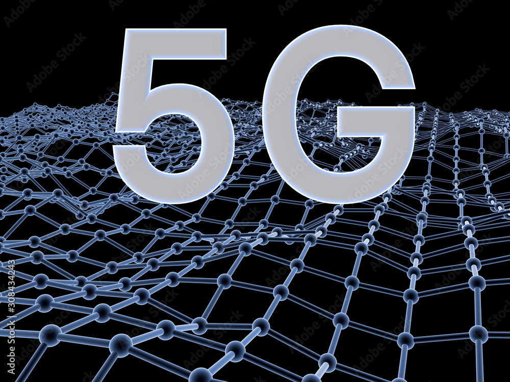 Aufkleber 3d connection concept, 5g network wireless systems,blockchain network technology graphic background