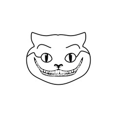 Illustration abstract cheshire logo vector smiling cat evil head sign